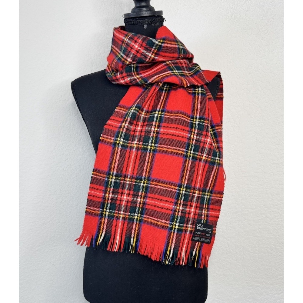 Glentana Scarf 100% Wool Made in Scotland Dress Stewart Tartan Plaid Warm Unisex